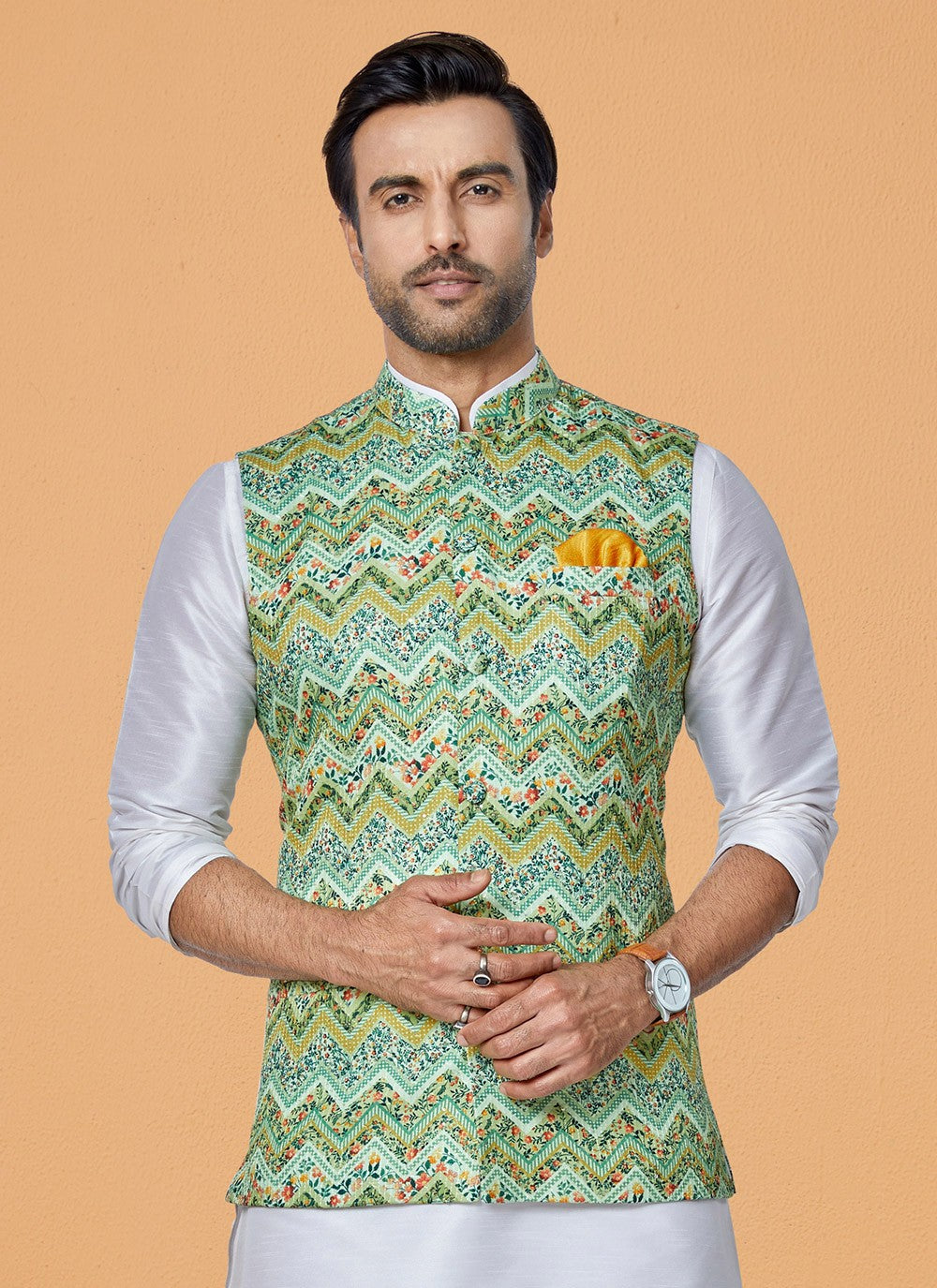 Embroidered Polyester Multi Colour Nehru Jackets - M7418