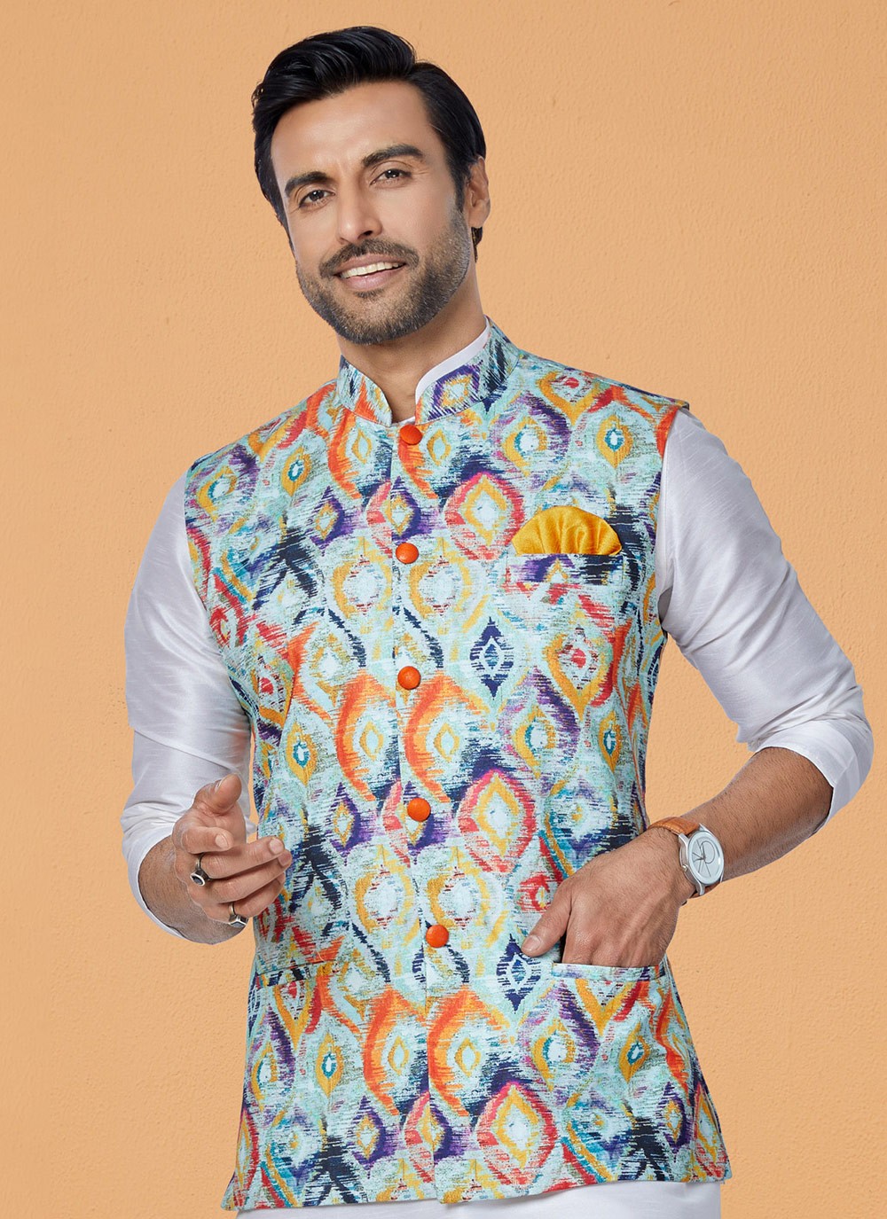 Embroidered Polyester Multi Colour Nehru Jackets - M7421