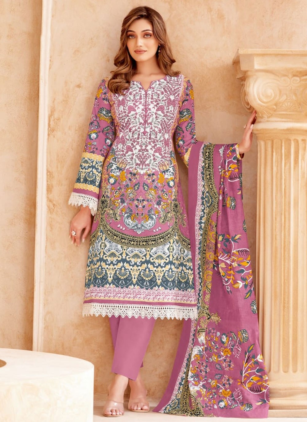 Salwar Suit Printed Multi Colour Cotton T5290