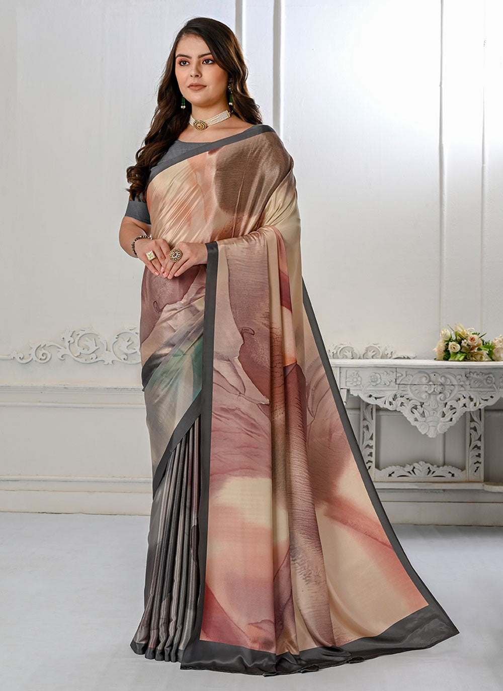 Classic Digital Print Pure Crepe Saree - S7179