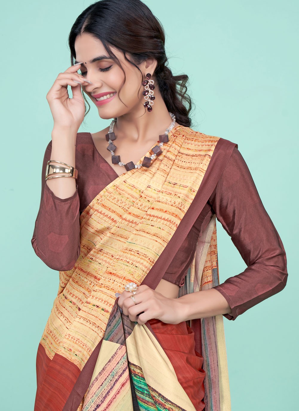 Classic Digital Print Pure Crepe Saree - S7781