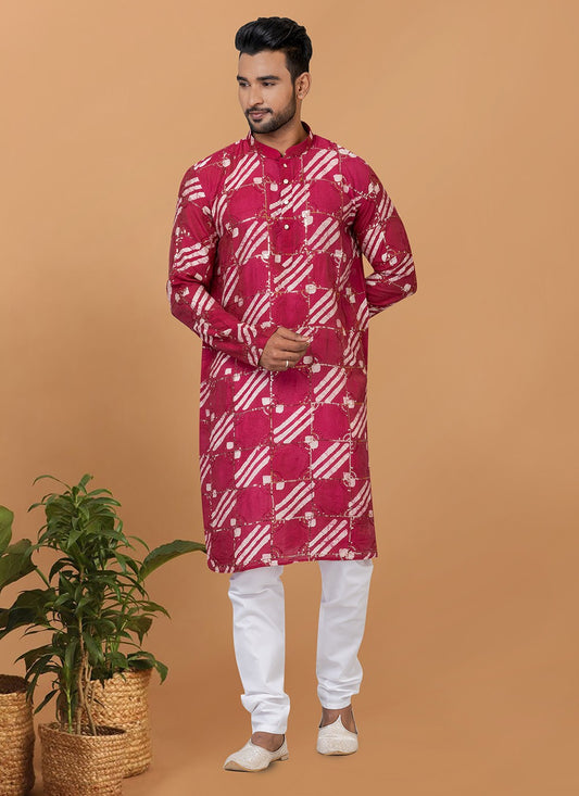Embroidered Chanderi Multi Colour Kurta Pyjama - M6257
