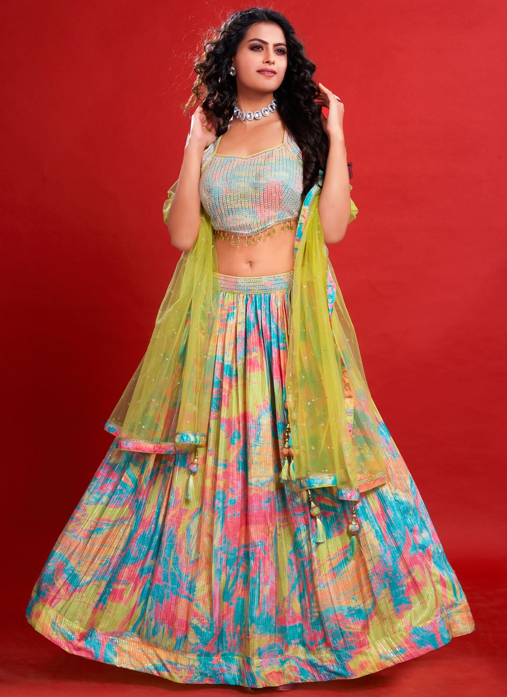 Printed Georgette Readymade Lehenga Choli - L2909