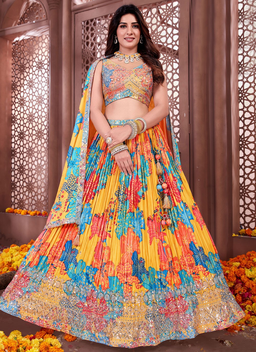 Embroidered Georgette Readymade Lehenga Choli - L2640