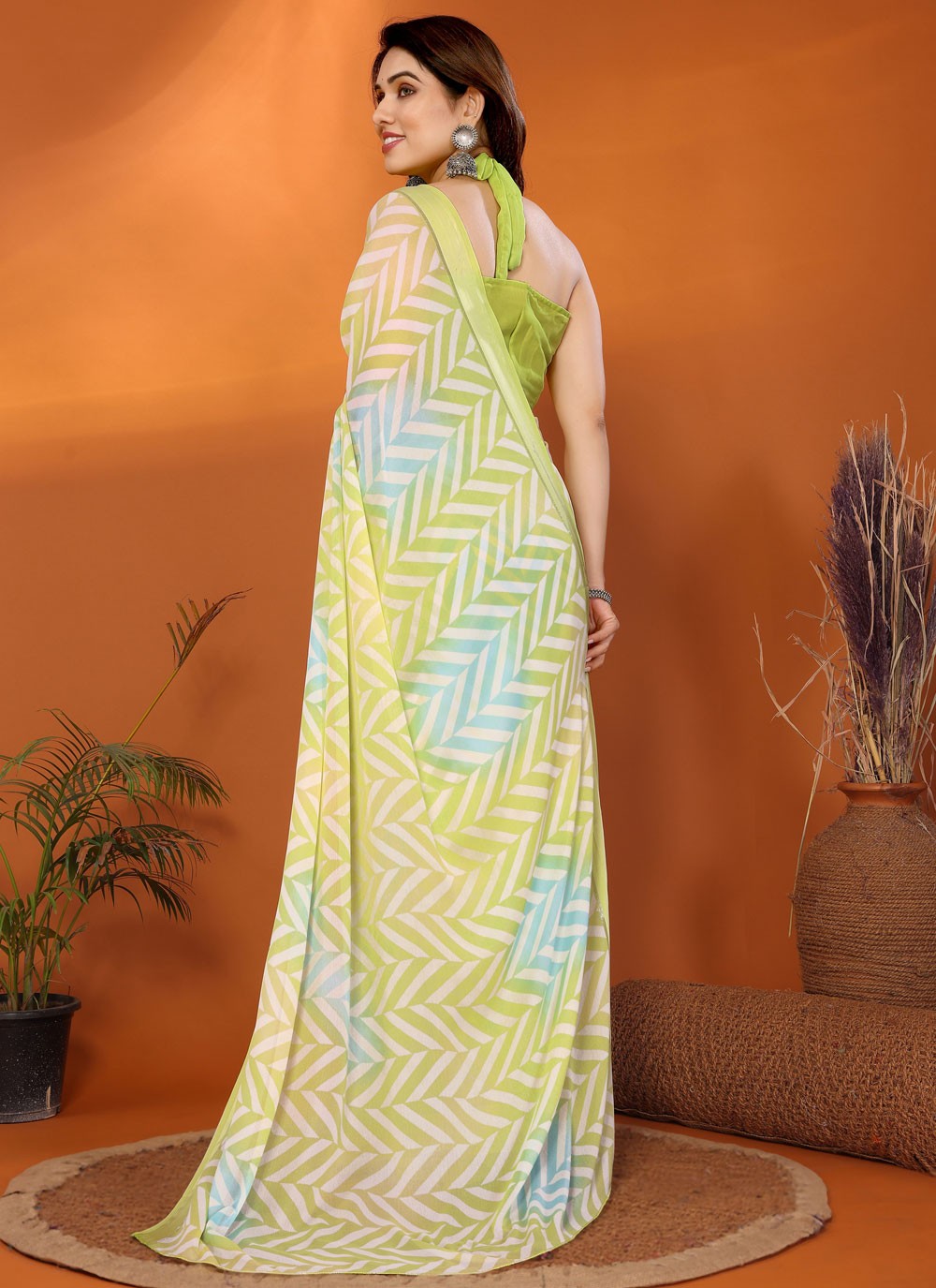 Printed Satin Multi Colour Saree S13949