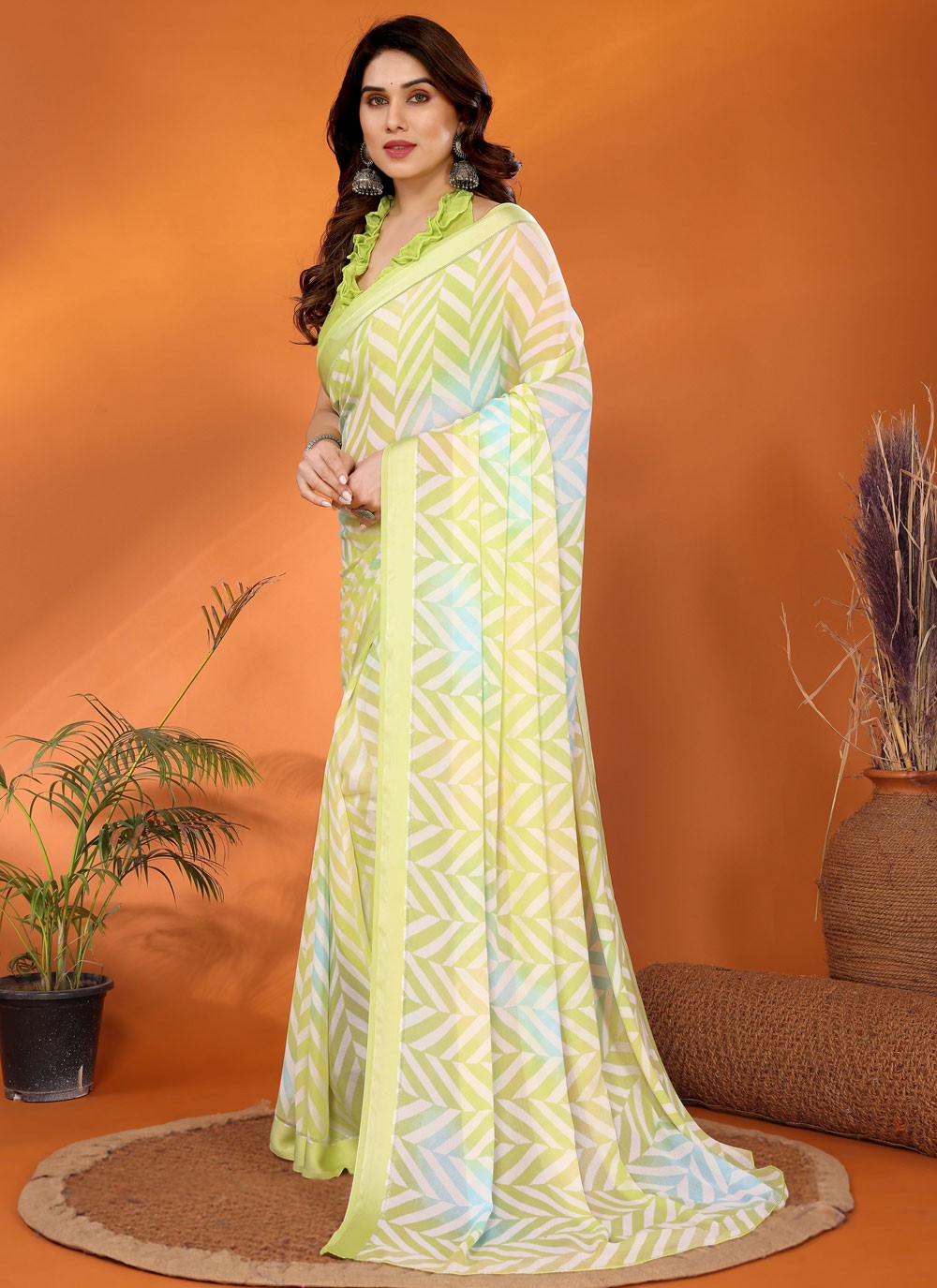 Printed Satin Multi Colour Saree S14185