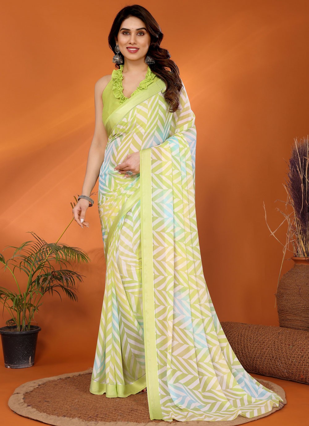 Printed Satin Multi Colour Saree S13949
