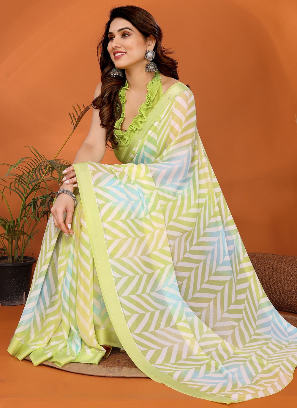 Printed Satin Multi Colour Saree S13949