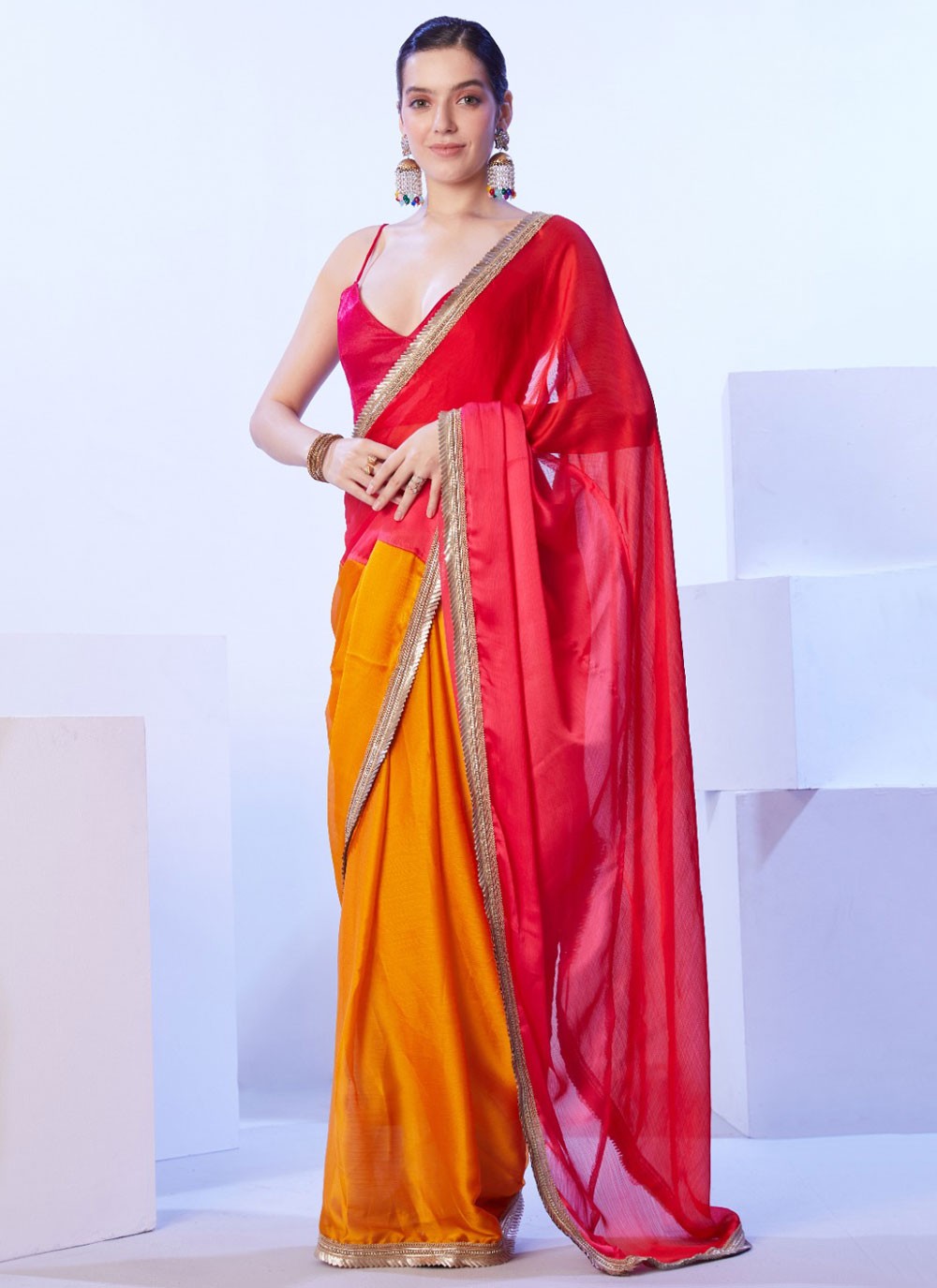 Casual Lace Multi Colour Satin Saree S12953