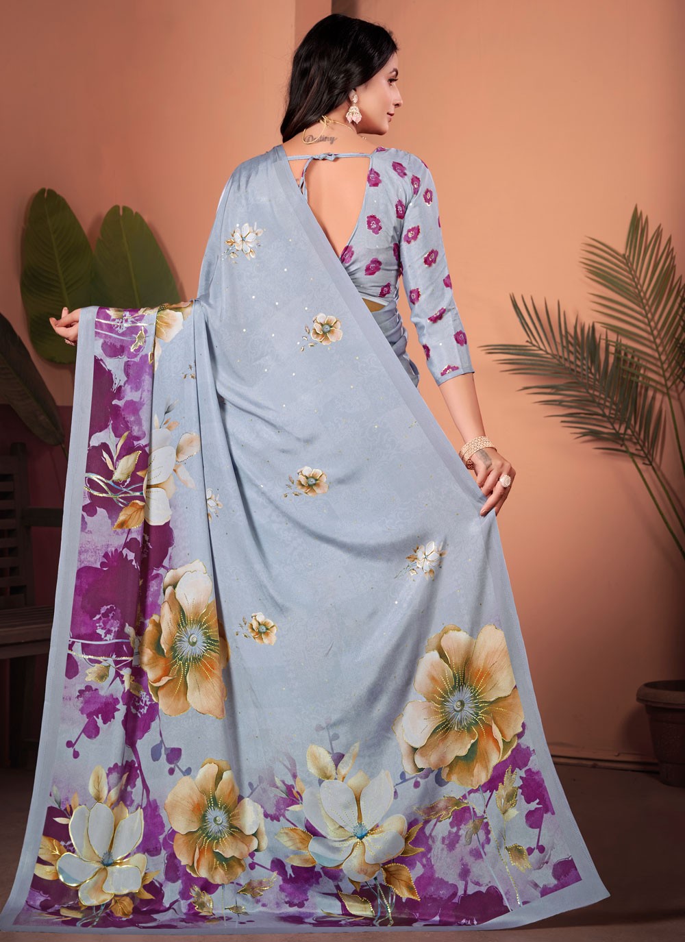 Floral Printed Silk Multi Colour Saree S13751
