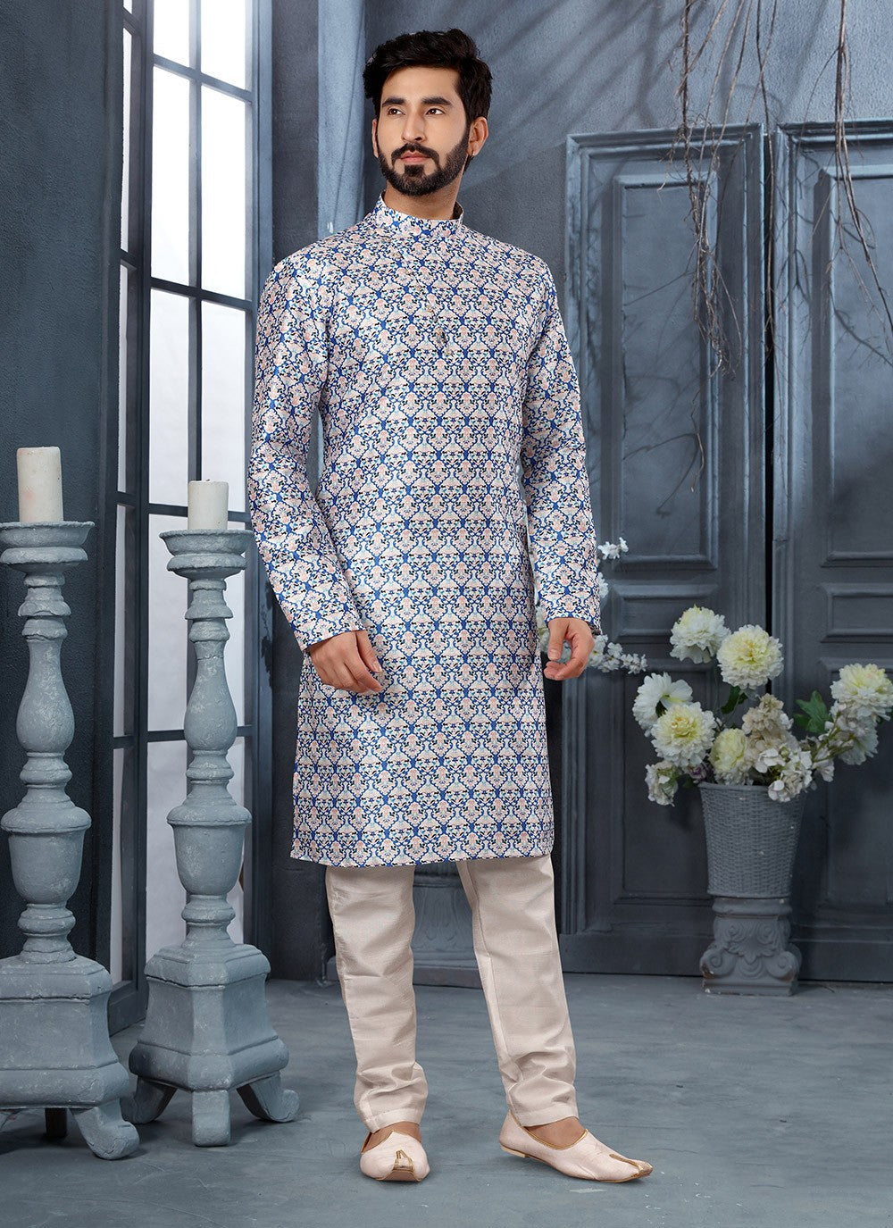 Digital Print Silk Multi Colour Kurta - M5629