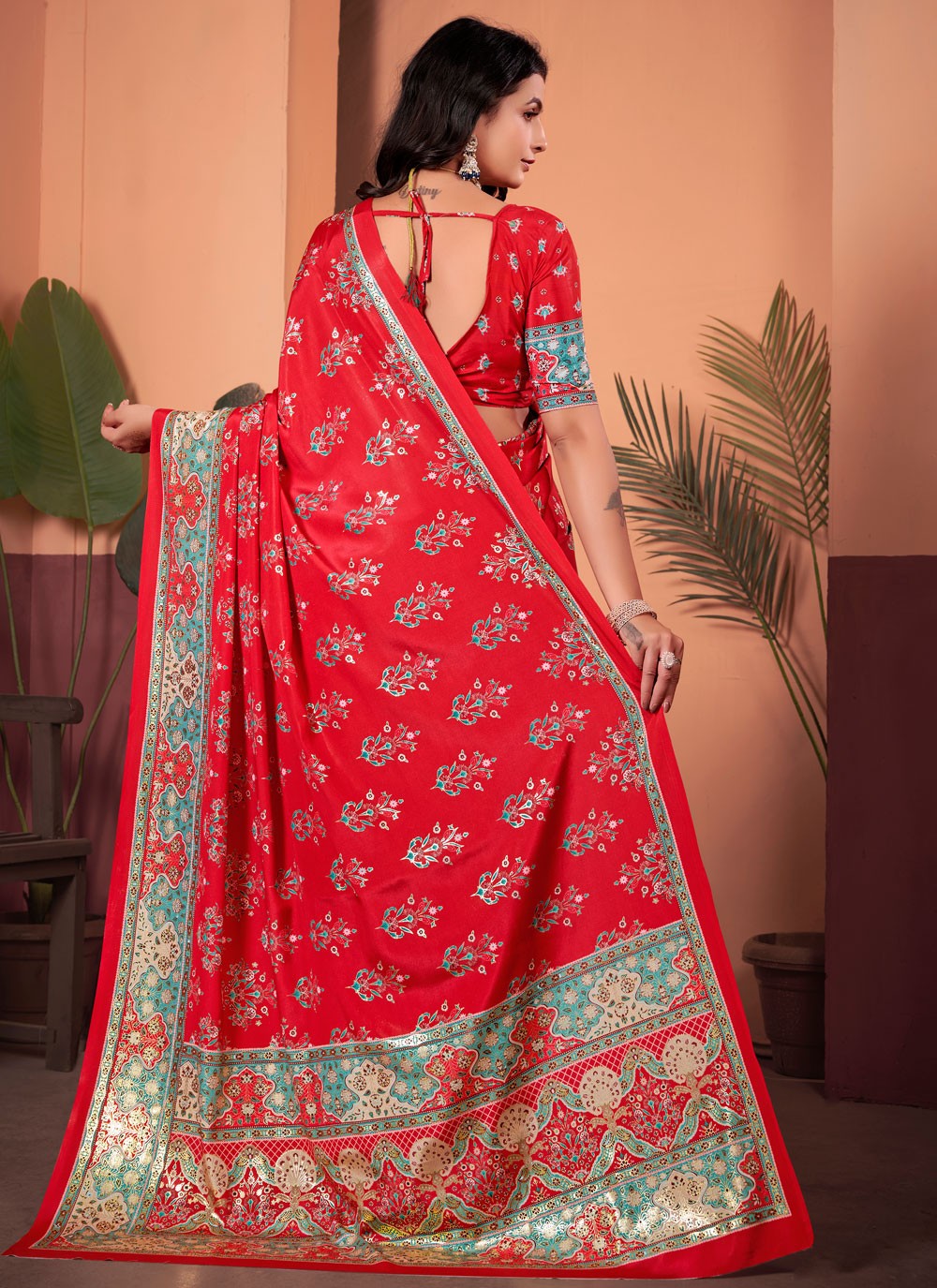 Floral Printed Silk Multi Colour Saree S13987