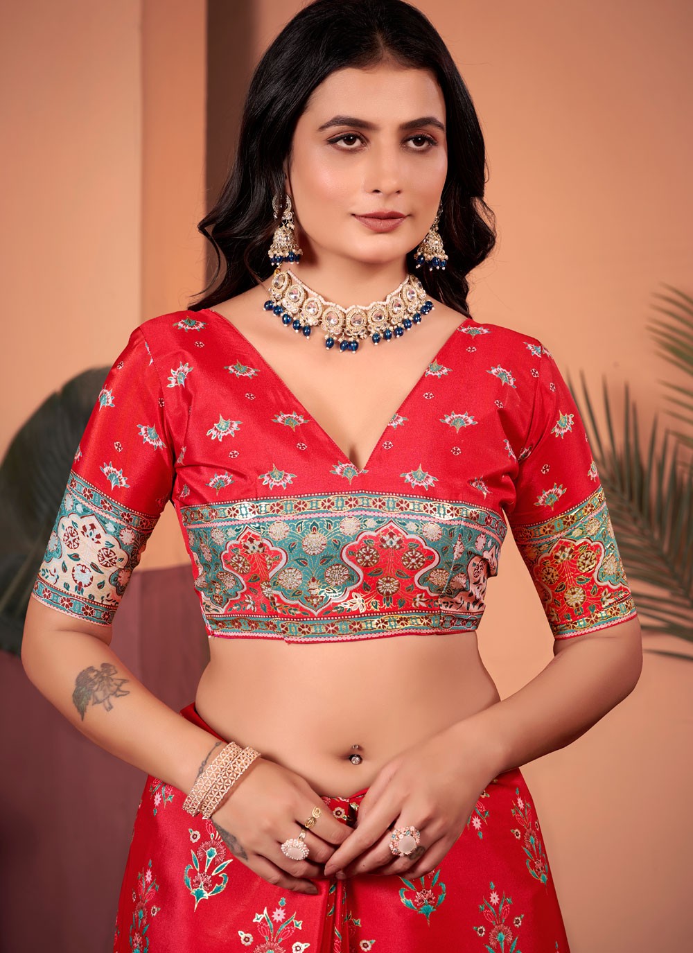 Floral Printed Silk Multi Colour Saree S13750
