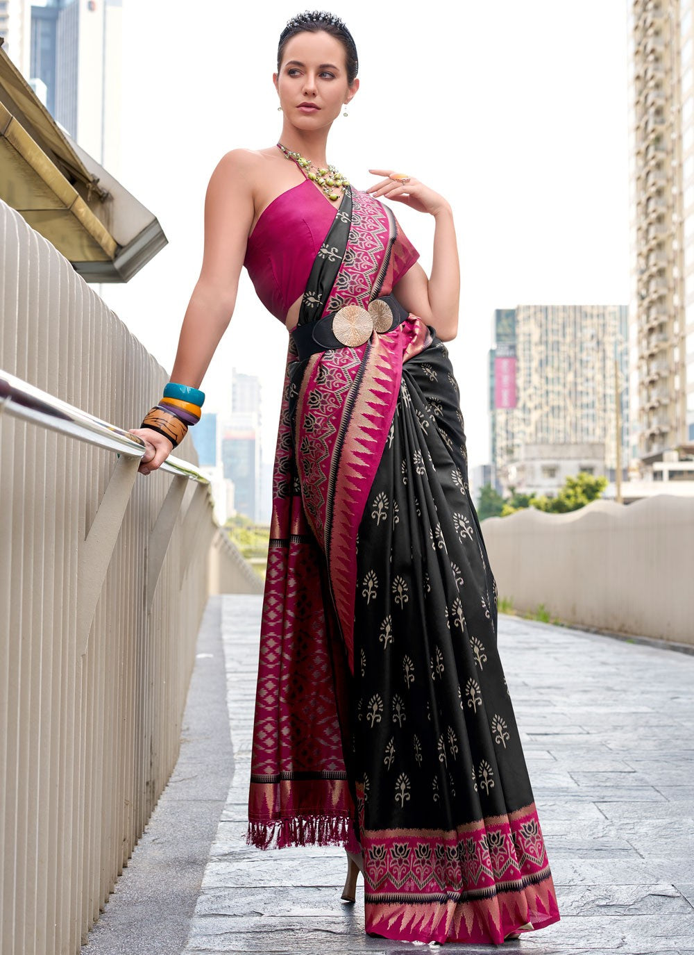 Weaving Zari Silk Multi Colour Trendy Saree S15227