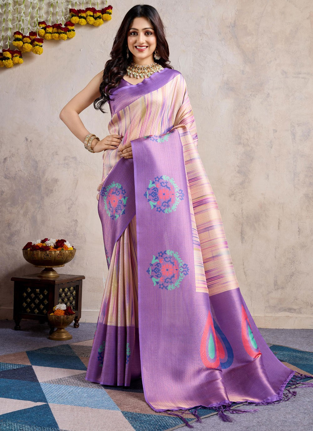 Trendy Saree Weaving Zari Multi Colour Silk Saree S13067