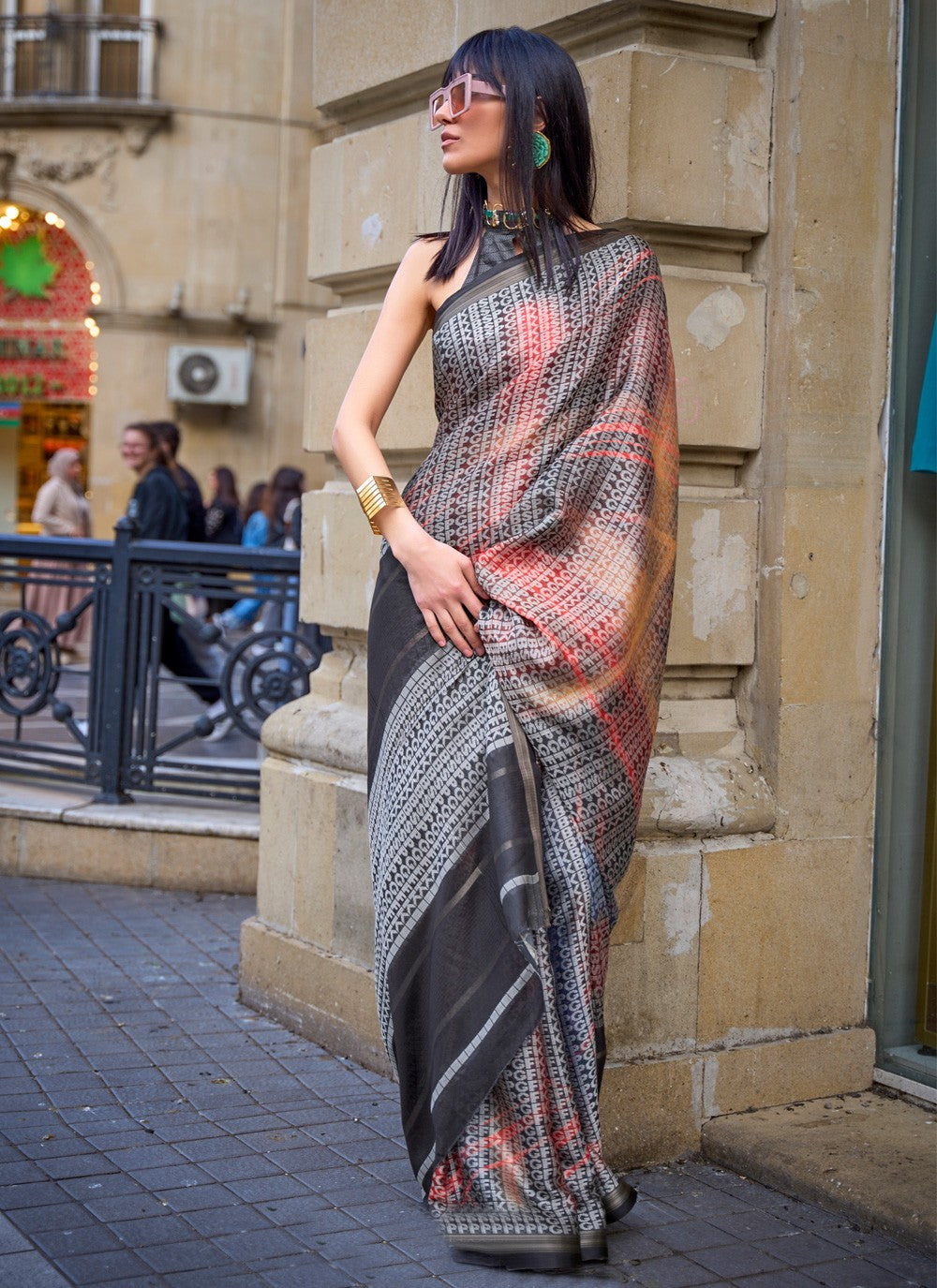 Designer Printed Viscose Saree - S3513