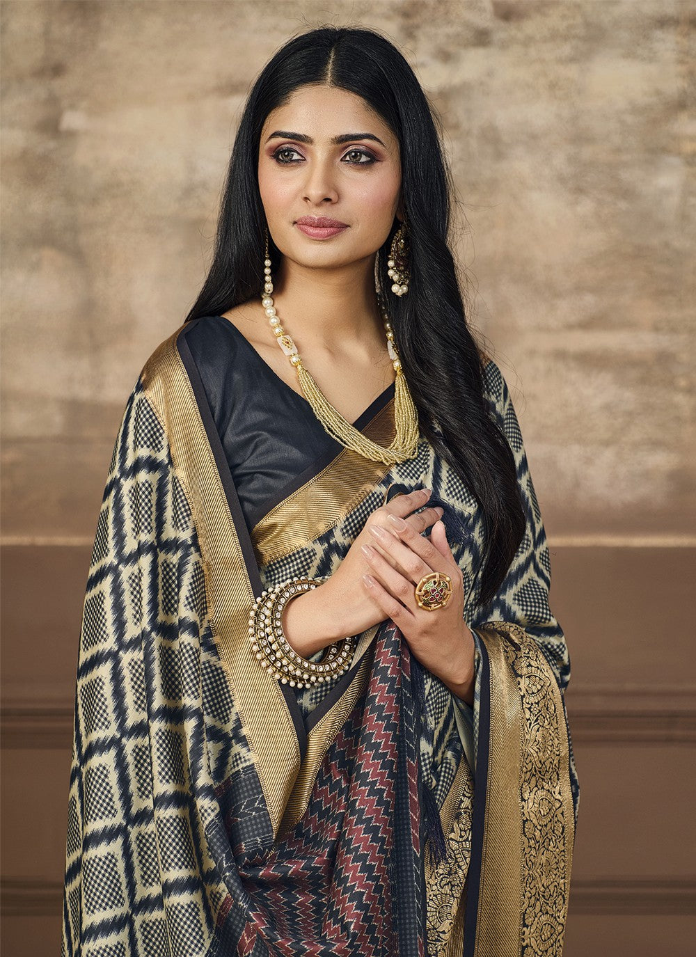 Classic Digital Print Tussar Silk Saree - S4070