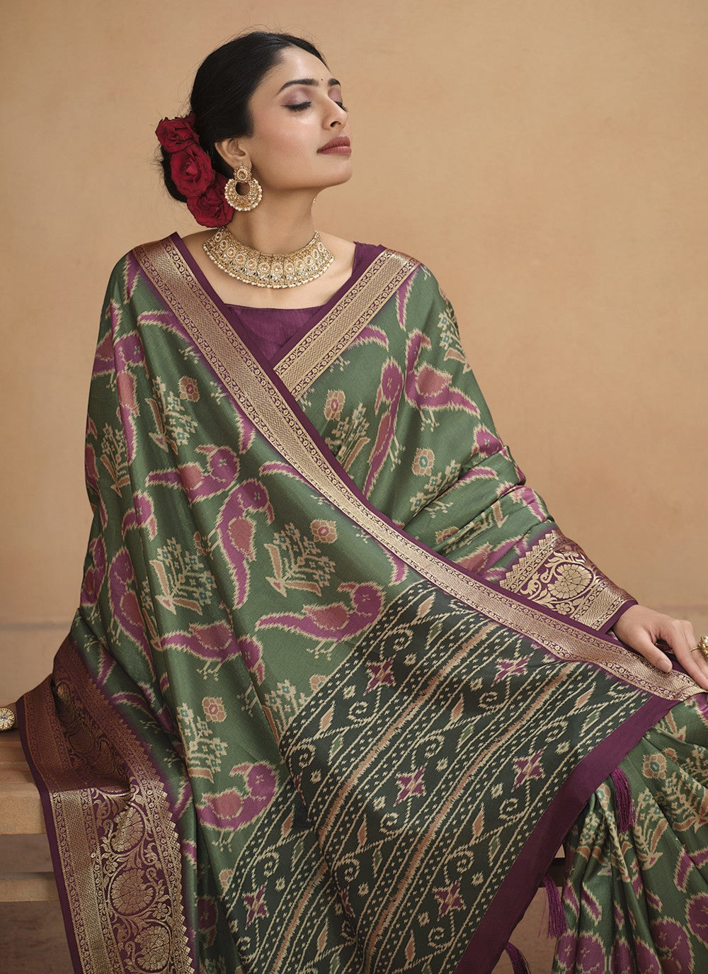 Classic Digital Print Tussar Silk Saree - S4070