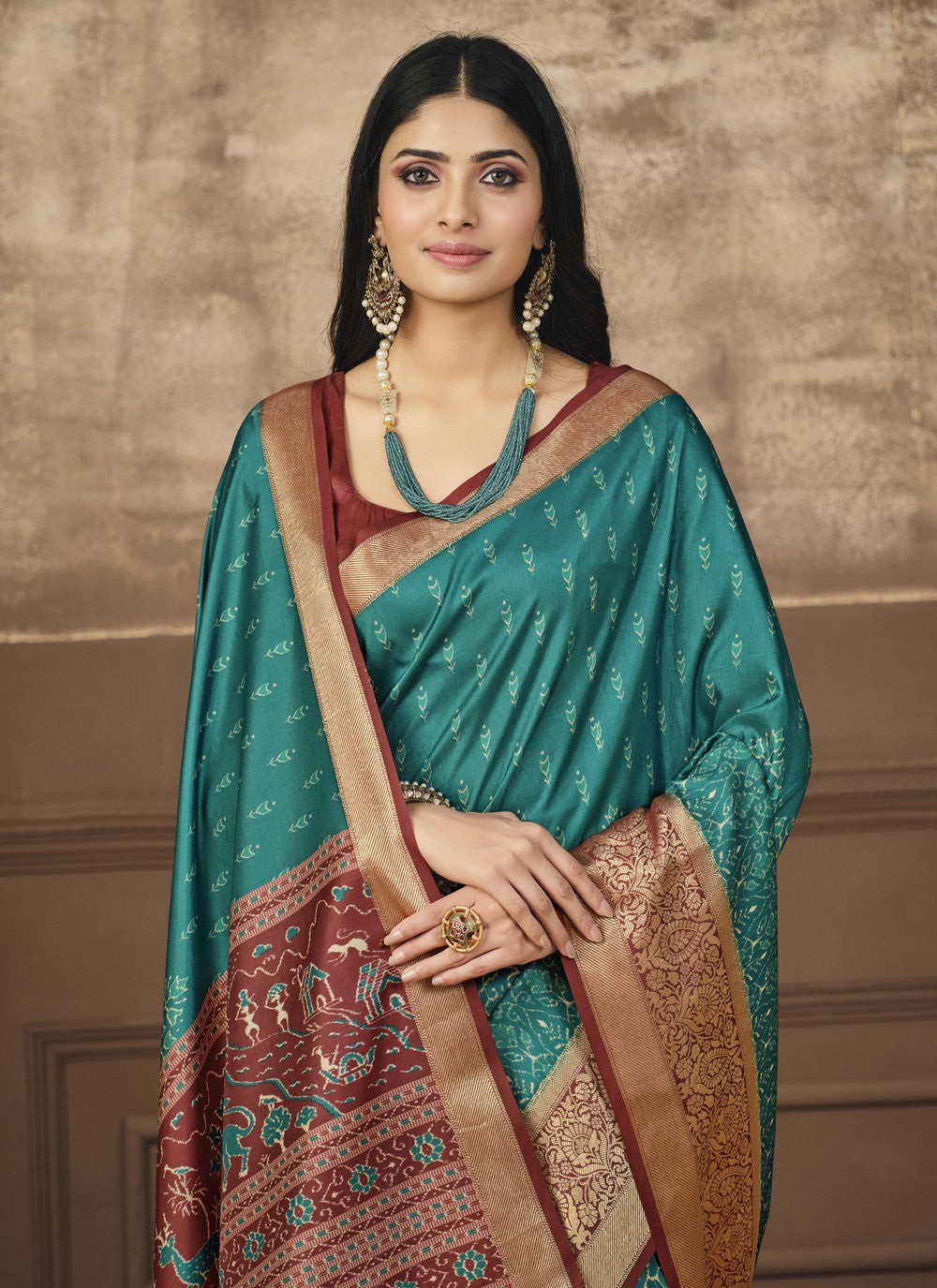 Classic Digital Print Tussar Silk Saree - S4091
