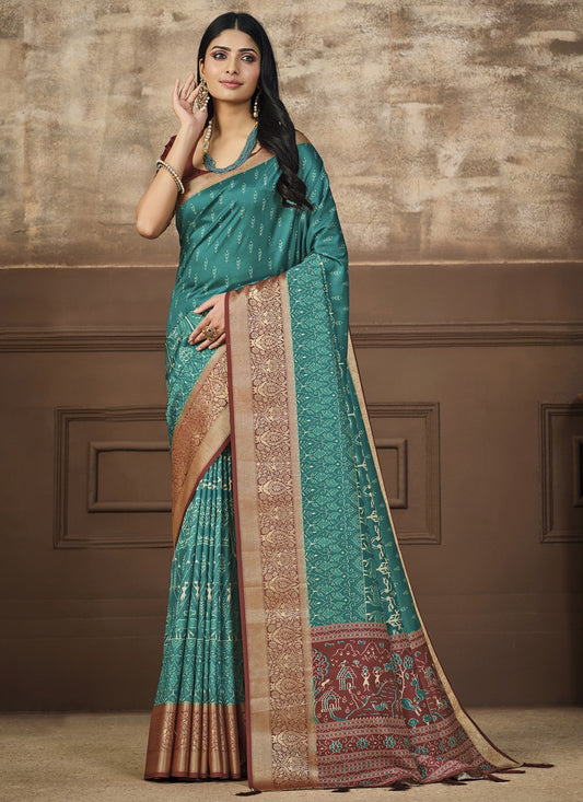Classic Digital Print Tussar Silk Saree - S4091