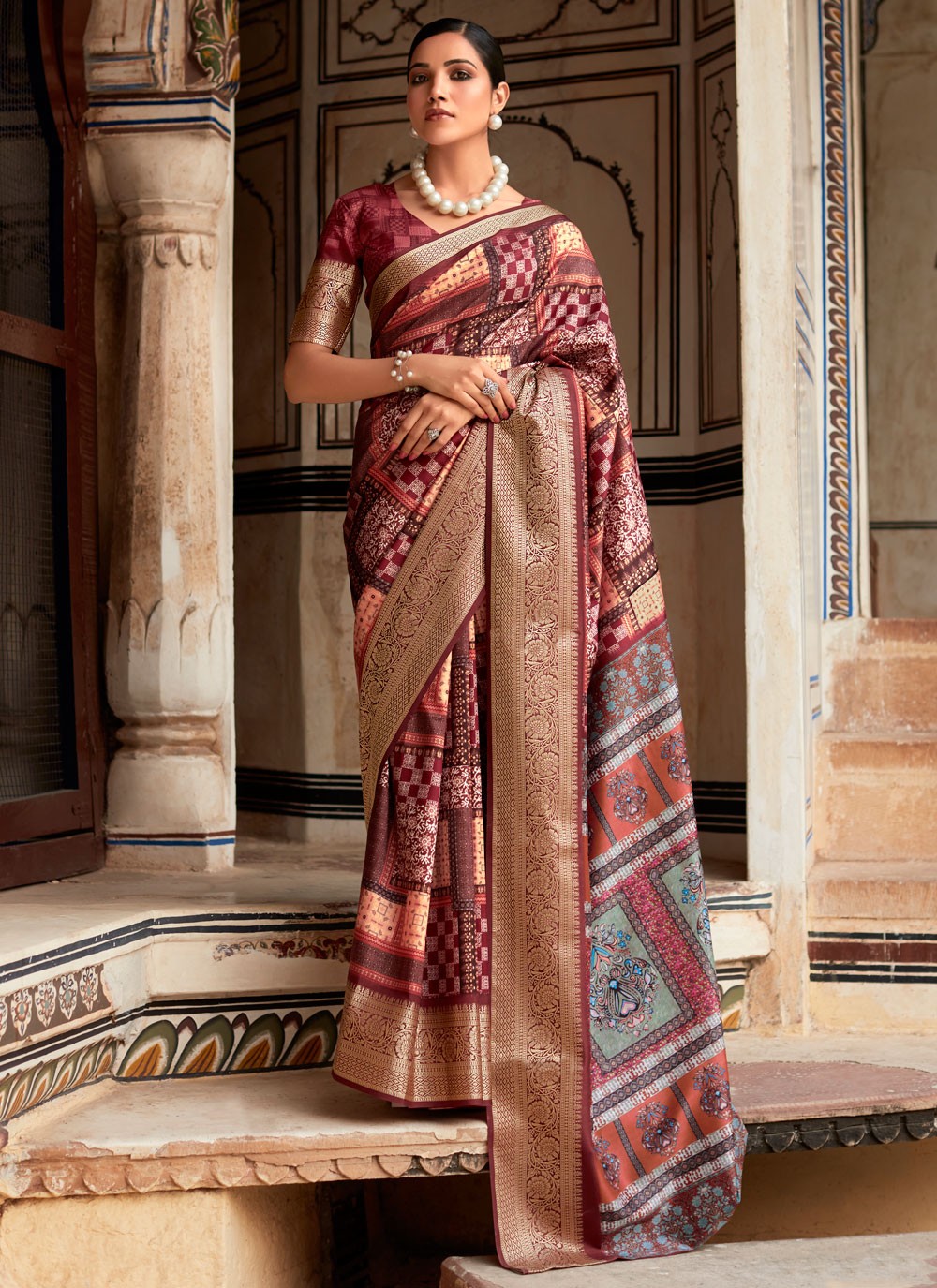 Classic Printed Viscose Saree - S5167