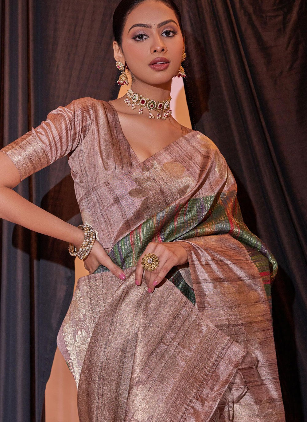 Trendy Weaving Zari Tussar Silk Saree - S5163