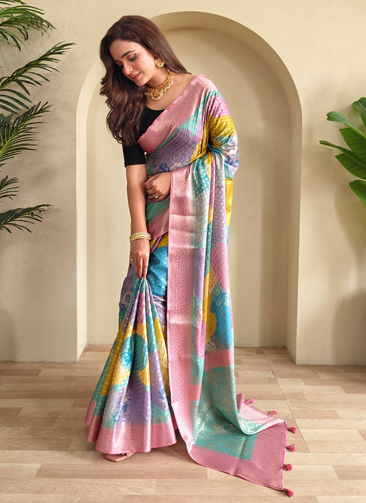 Multi Colour Georgette Trendy Saree Printed, Woven S17322