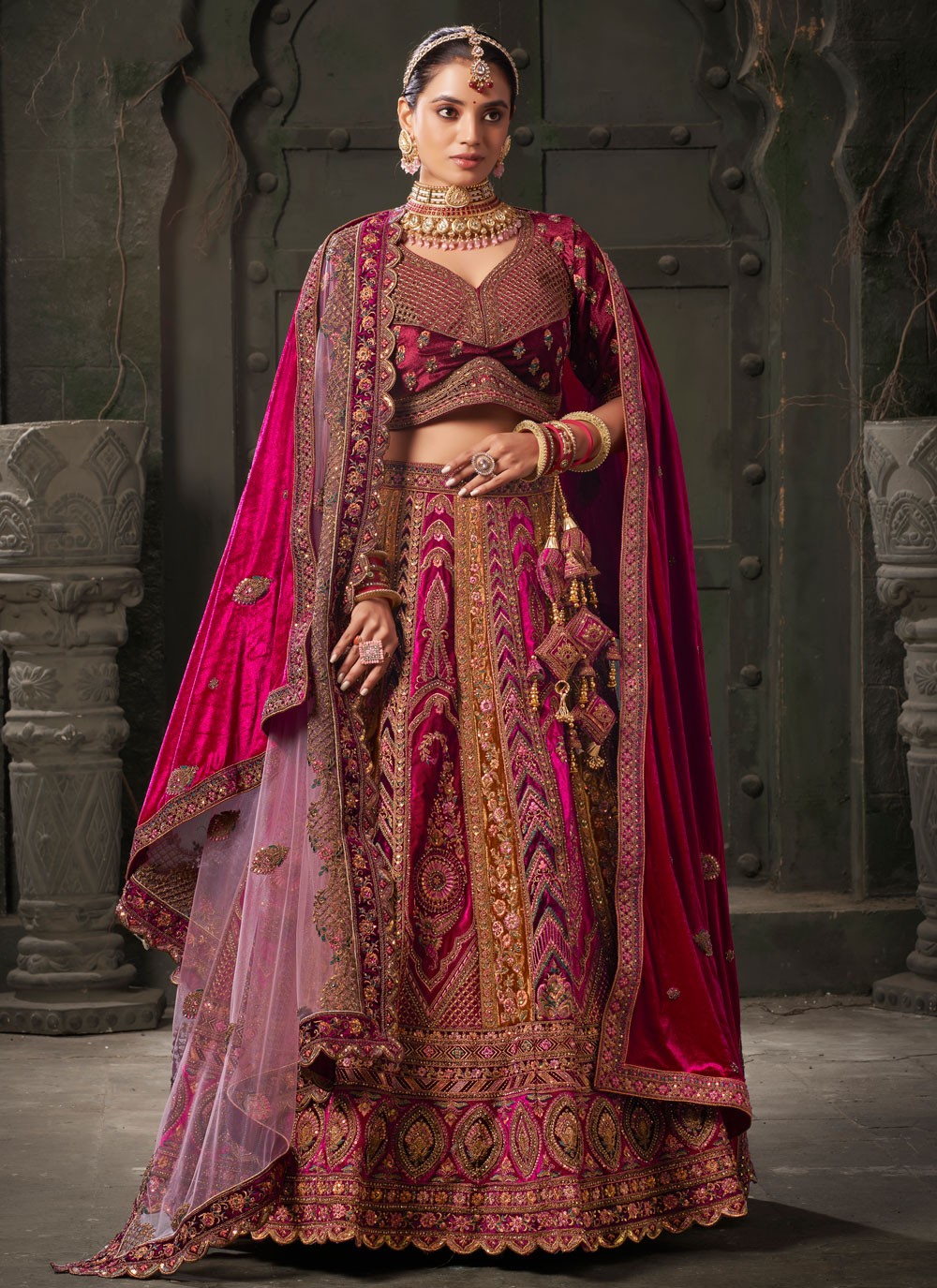 Cord Lycra, Velvet Readymade Lehenga Choli - L2208
