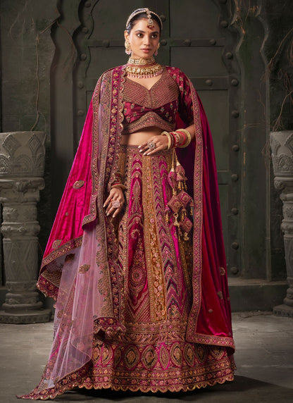 Cord Lycra, Velvet Readymade Lehenga Choli - L2208