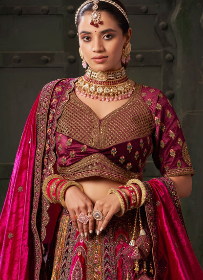 Cord Lycra, Velvet Readymade Lehenga Choli - L2208