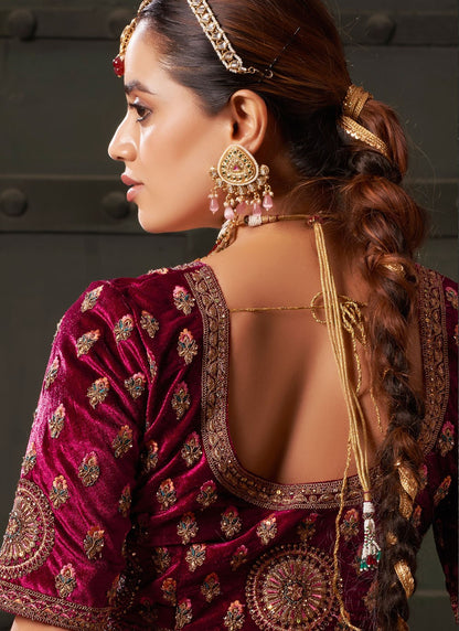 Cord Lycra, Velvet Readymade Lehenga Choli - L2208