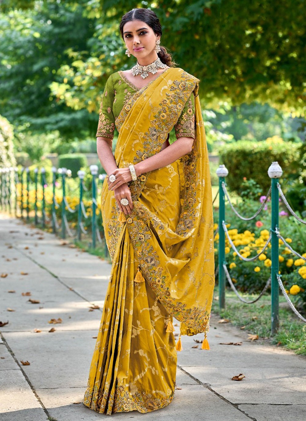 Trendy Embroidered Fancy Fabric , Silk Saree - S4877