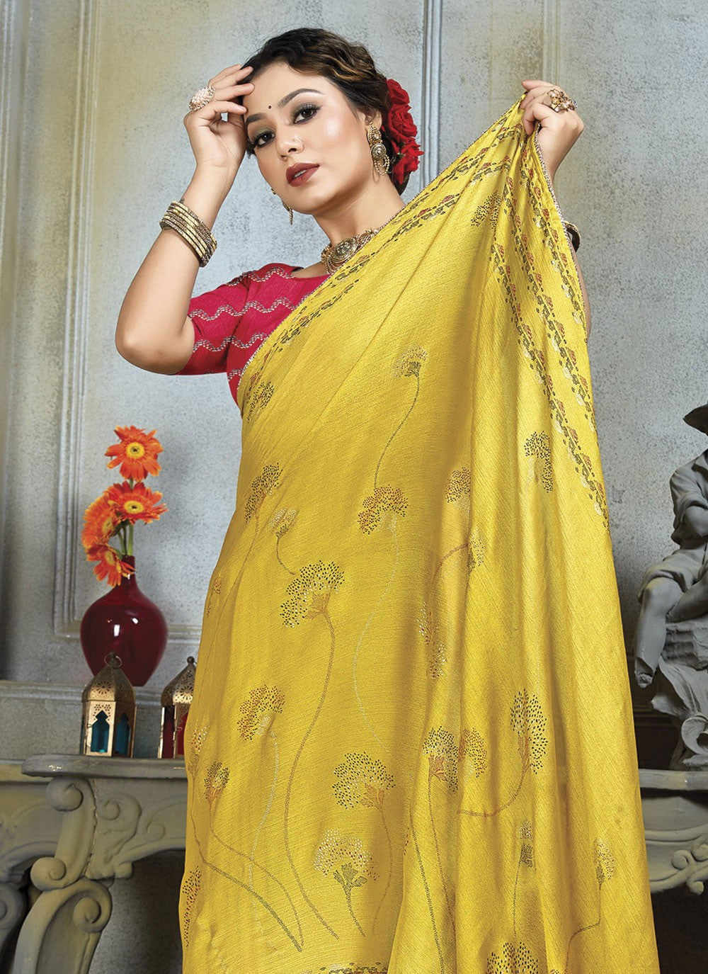 Classic Embroidered Chiffon Saree - S4510