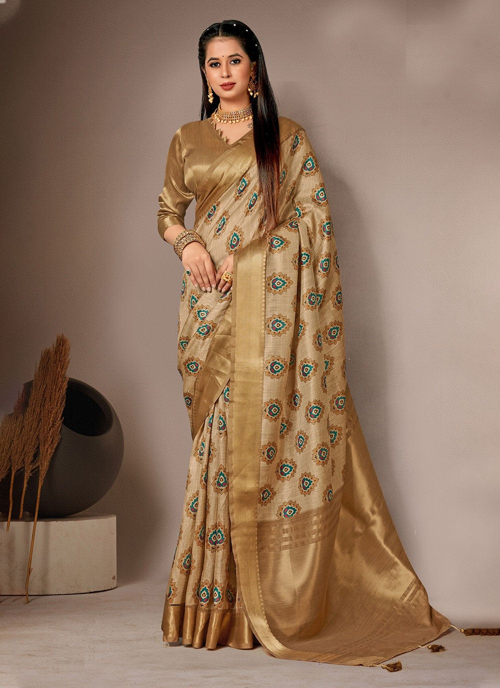 Classic Digital Print Bhagalpuri Silk Saree - S4557