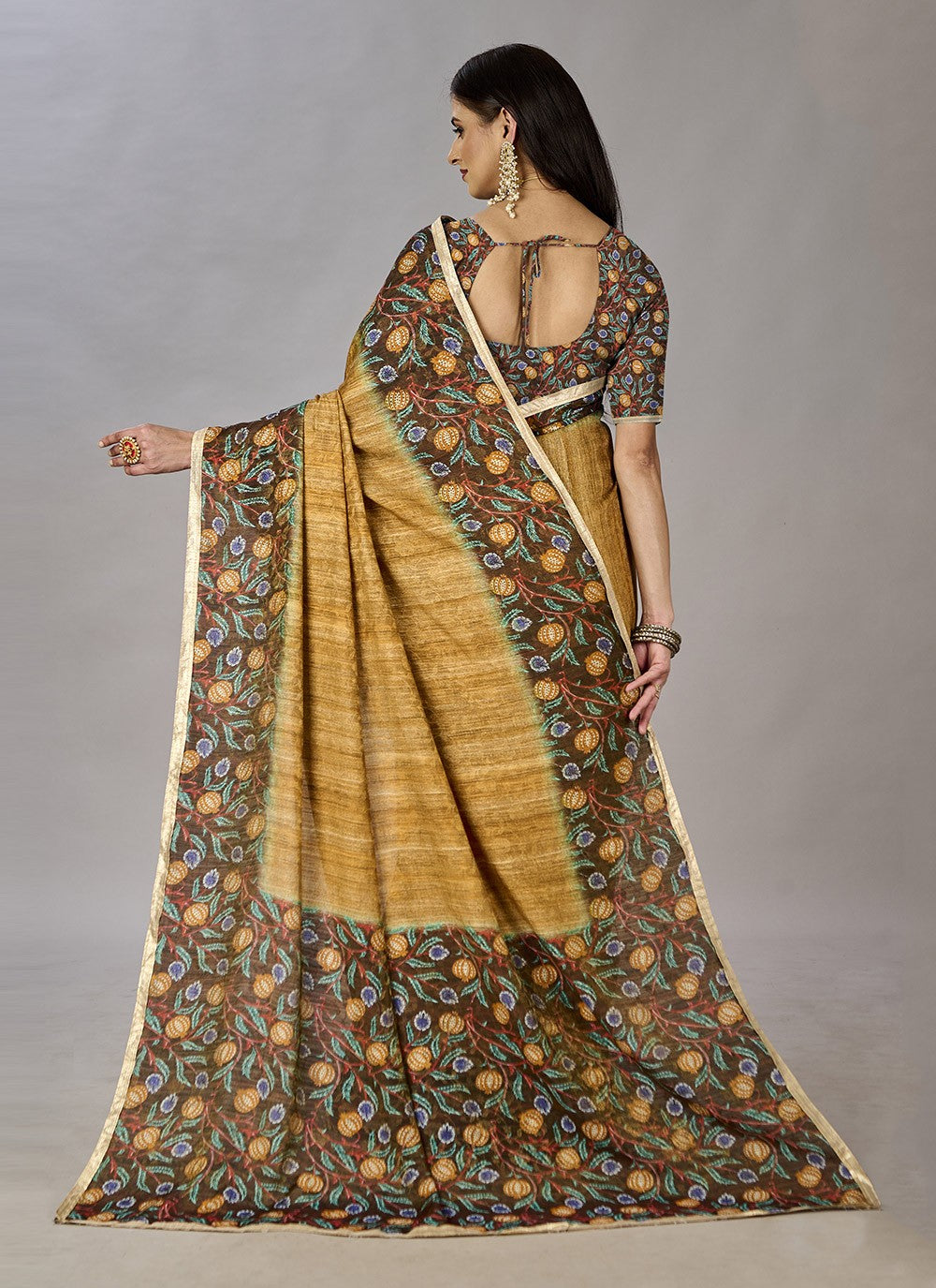 Classic Digital Print Jacquard Silk Saree - S3384