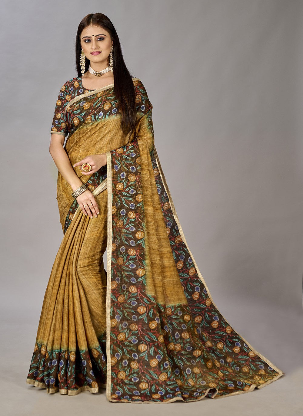 Classic Digital Print Jacquard Silk Saree - S3384