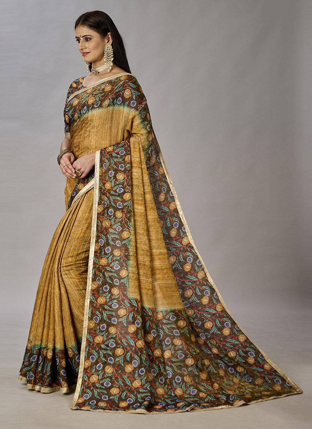 Classic Digital Print Jacquard Silk Saree - S3384