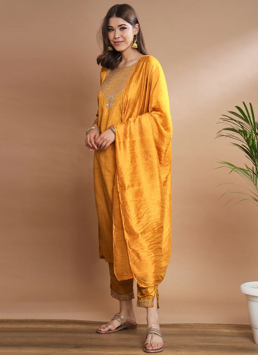 Silk Blend Pant Style Suit - T1600