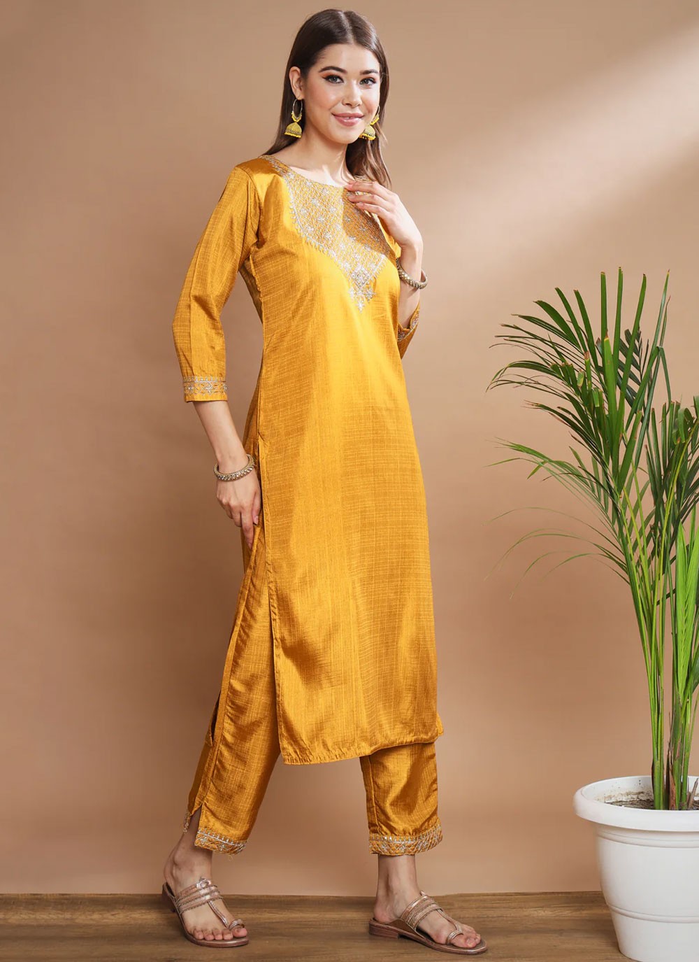 Silk Blend Pant Style Suit - T1600