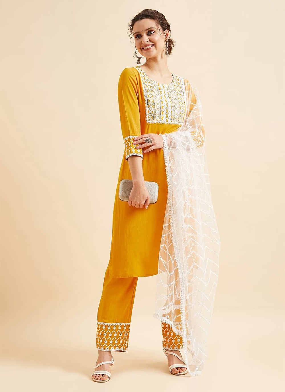 Rayon, Viscose Straight Suit - T1174