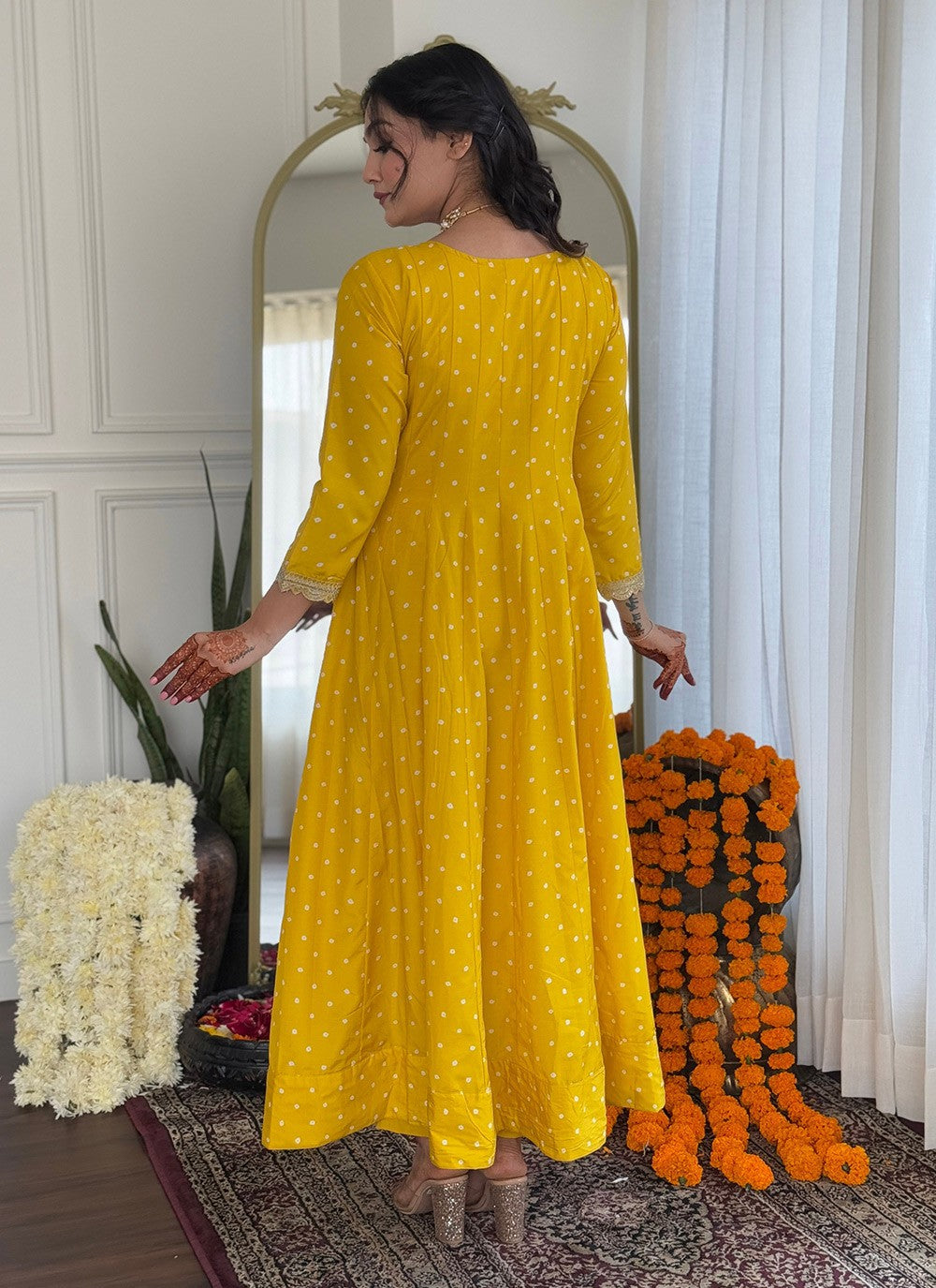 Embroidered Silk Blend Mustard Salwar Suit T6048