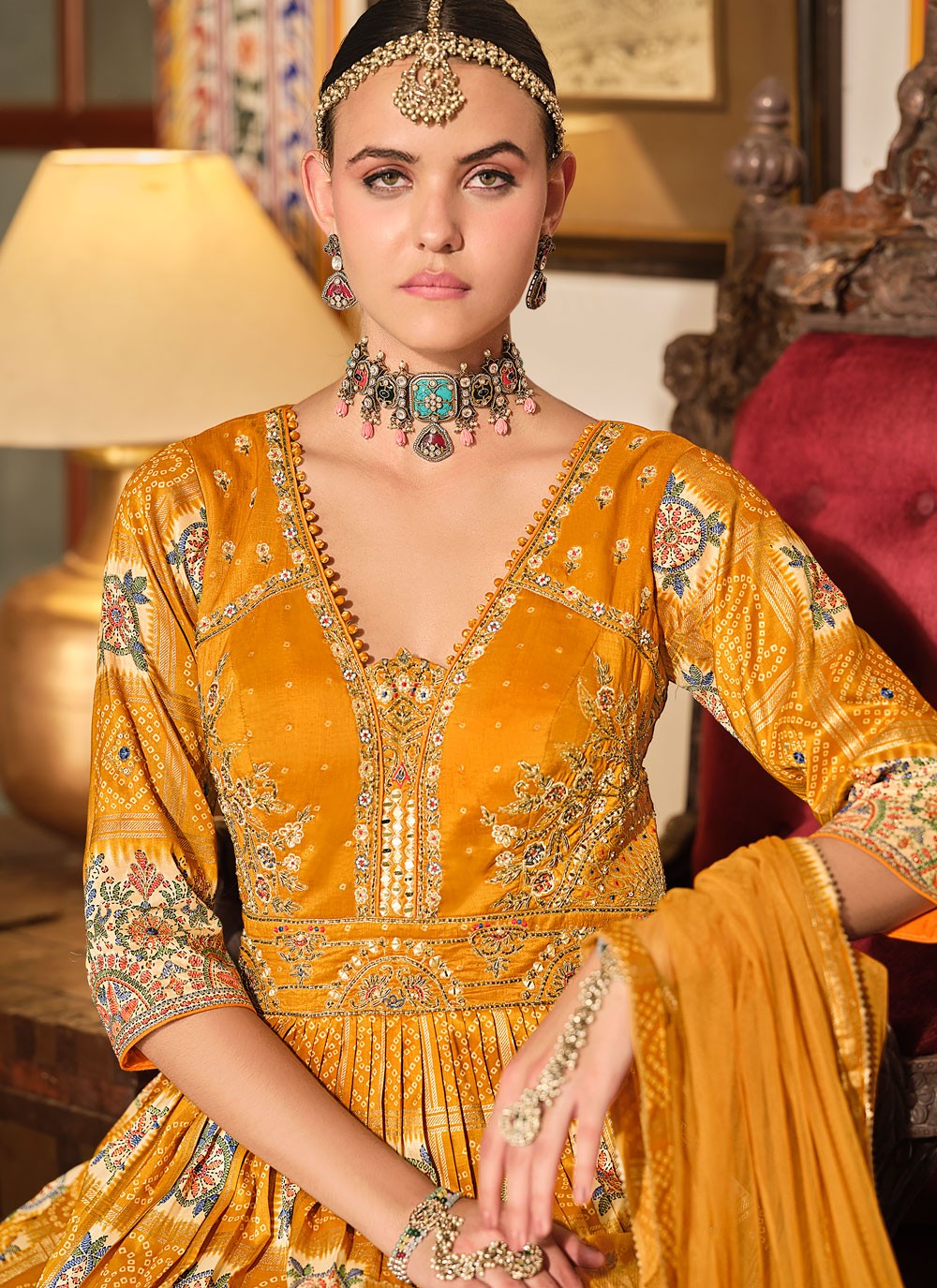 Embroidered Silk Gown - G1886