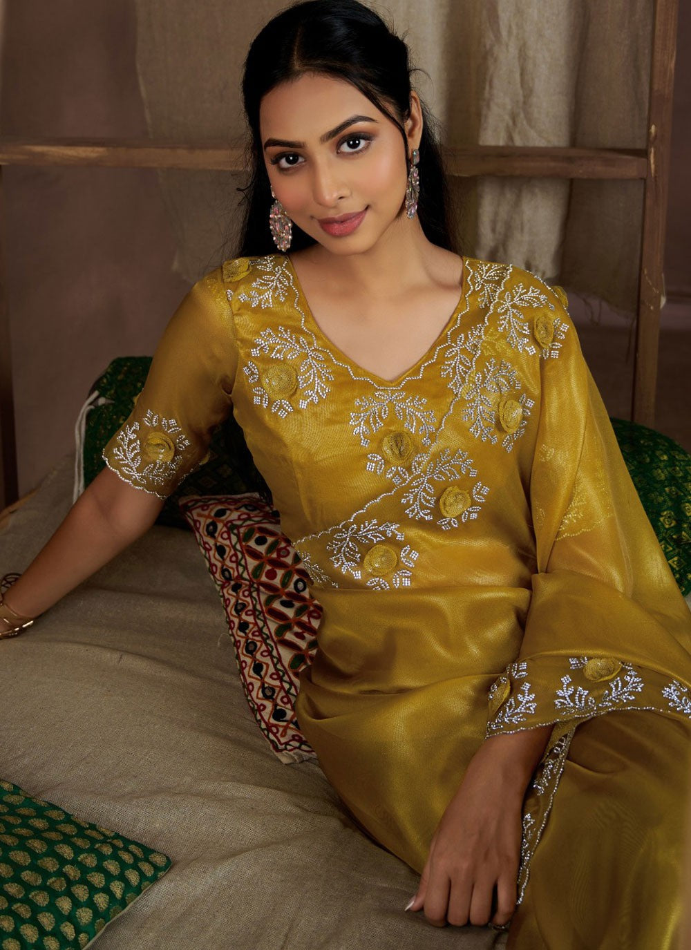 Cutdana, Sequins, Swarovski Fancy Fabric Saree - S11581