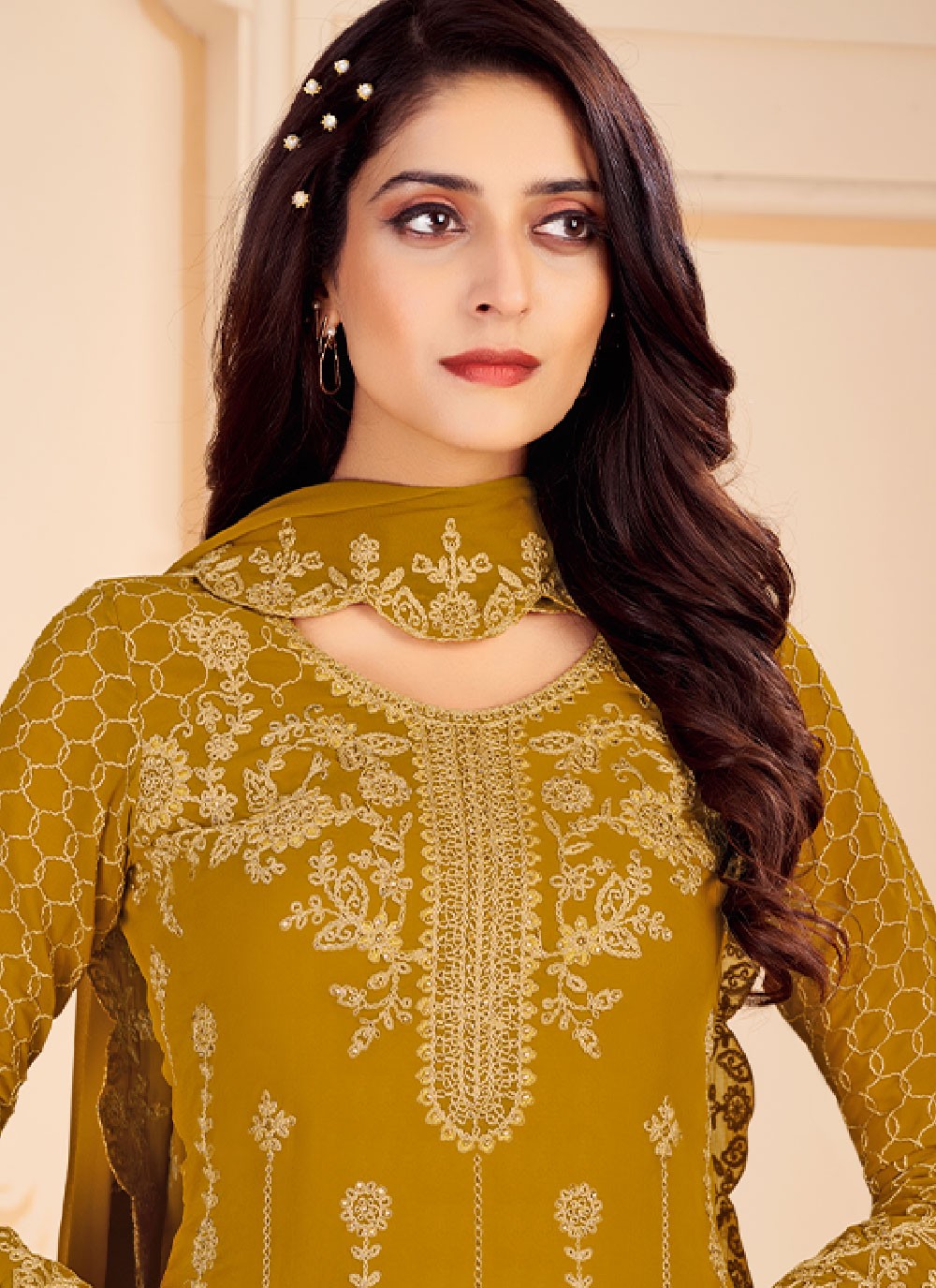 Faux Georgette Straight Suit - T935