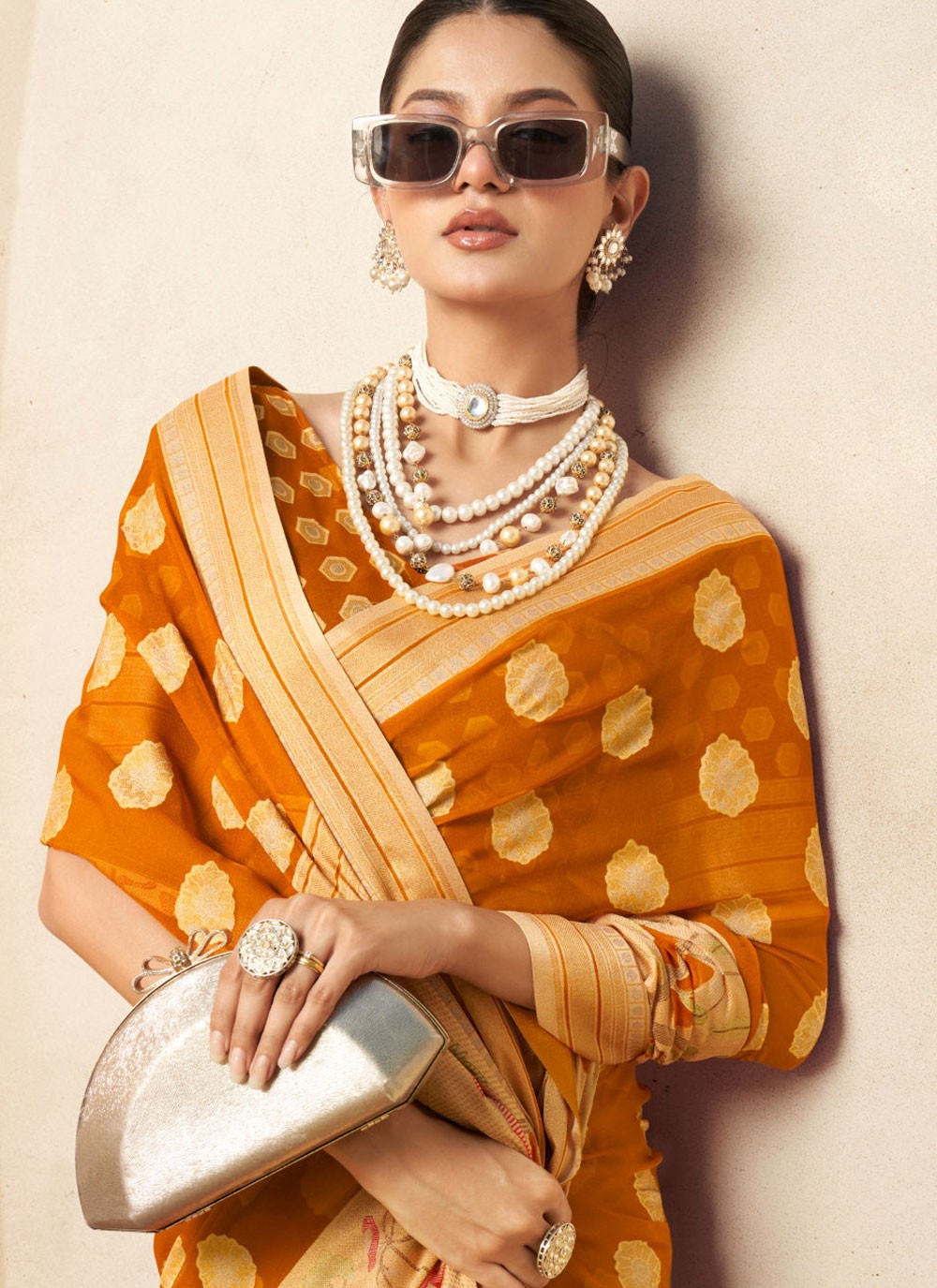 Weaving Zari Georgette Saree - S12169