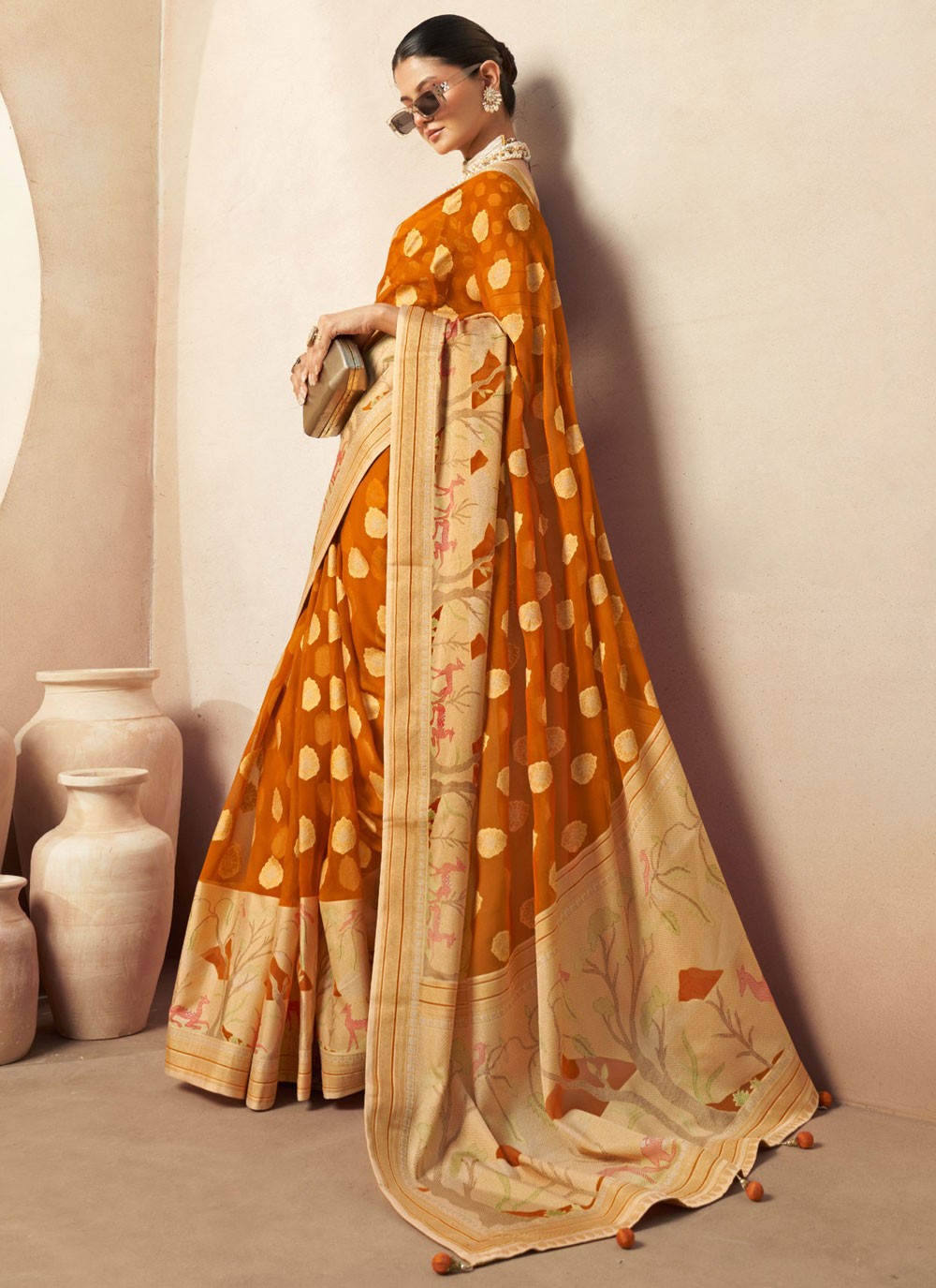 Weaving Zari Georgette Saree - S12169