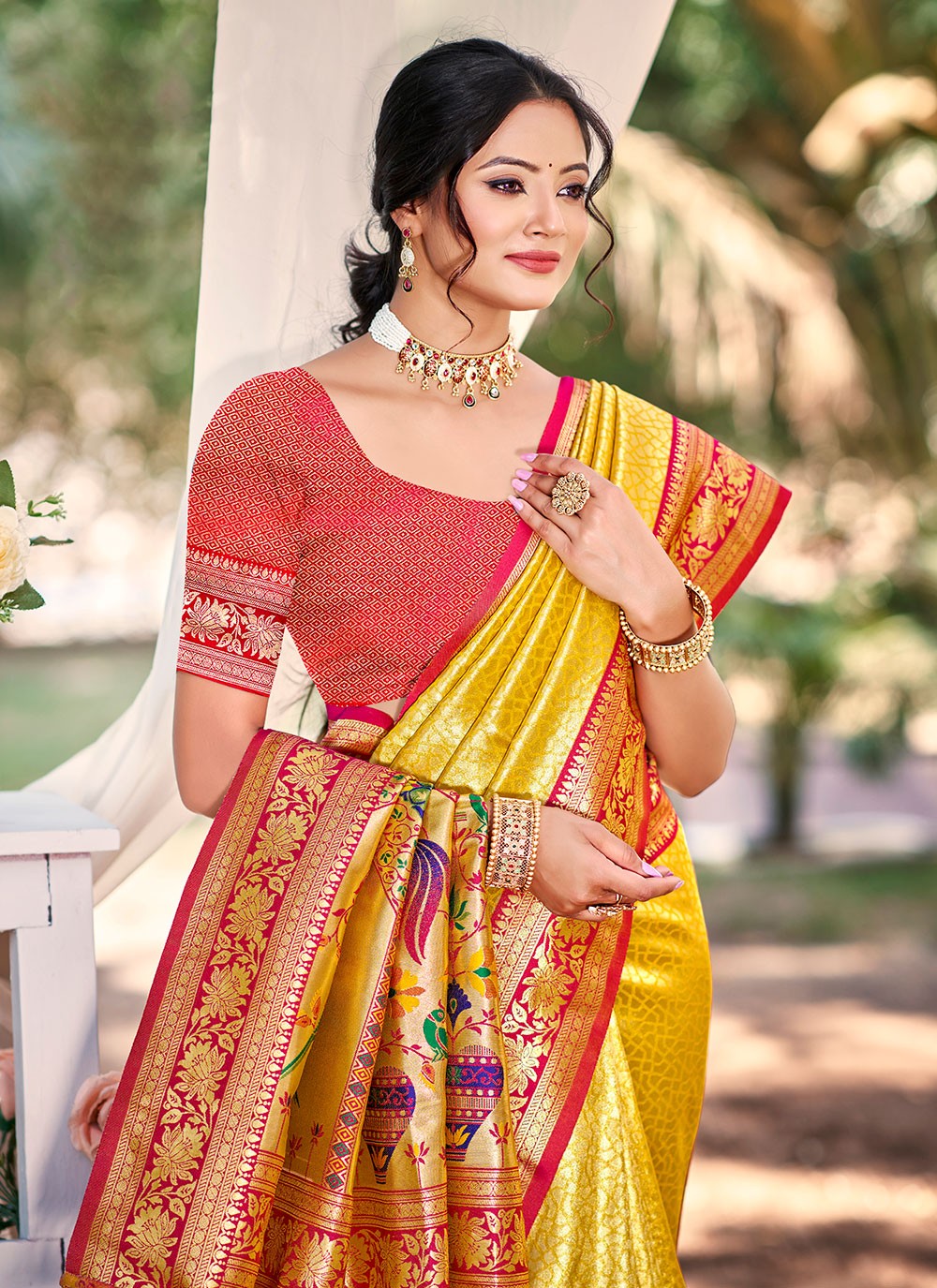 Mustard Kanjivaram Silk Trendy Saree Weaving Zari S17777