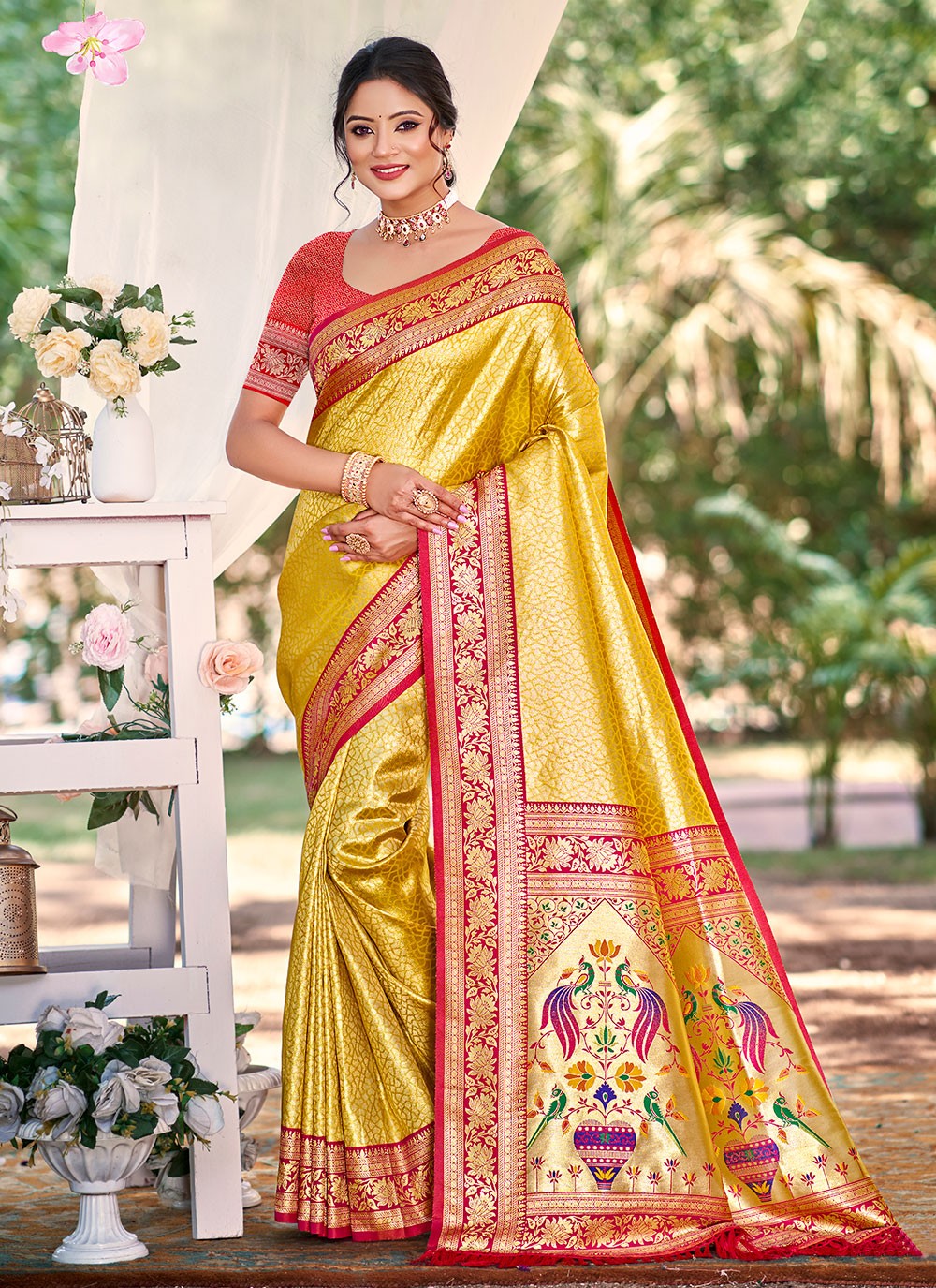 Mustard Kanjivaram Silk Trendy Saree Weaving Zari S17777