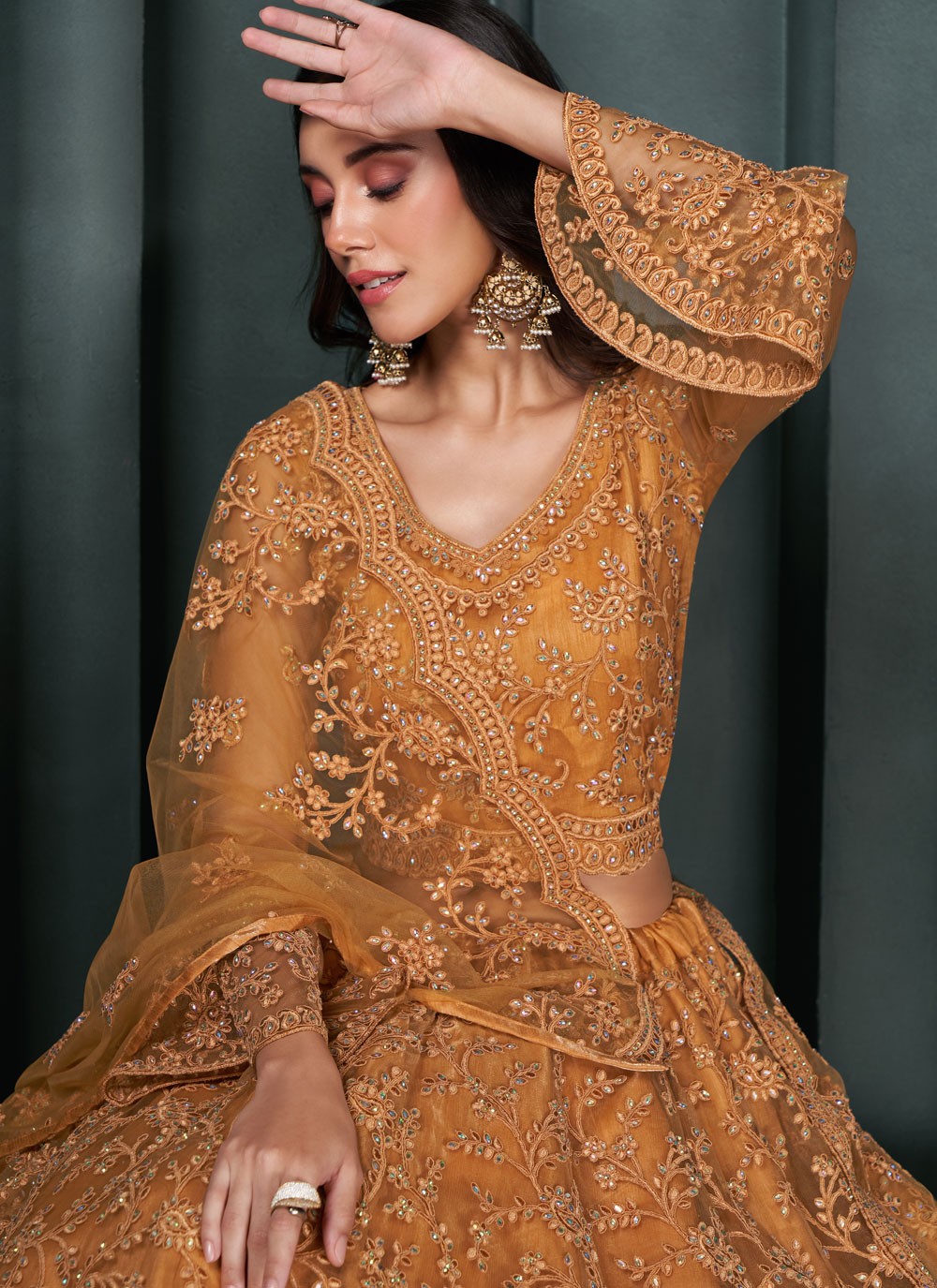 Embroidered Net A - Line Lehenga - L2216