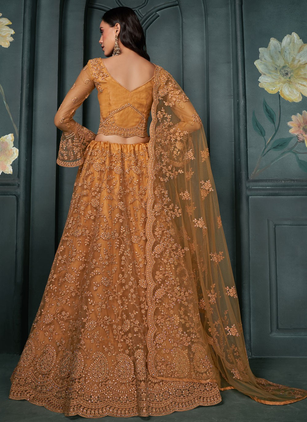 Embroidered Net A - Line Lehenga - L2216